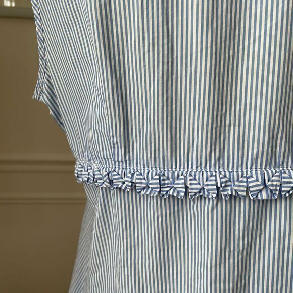 Talbots Empire Y2K Cut Blue White Stripe Sleeveless Cotton Tank M - Picture 8 of 10